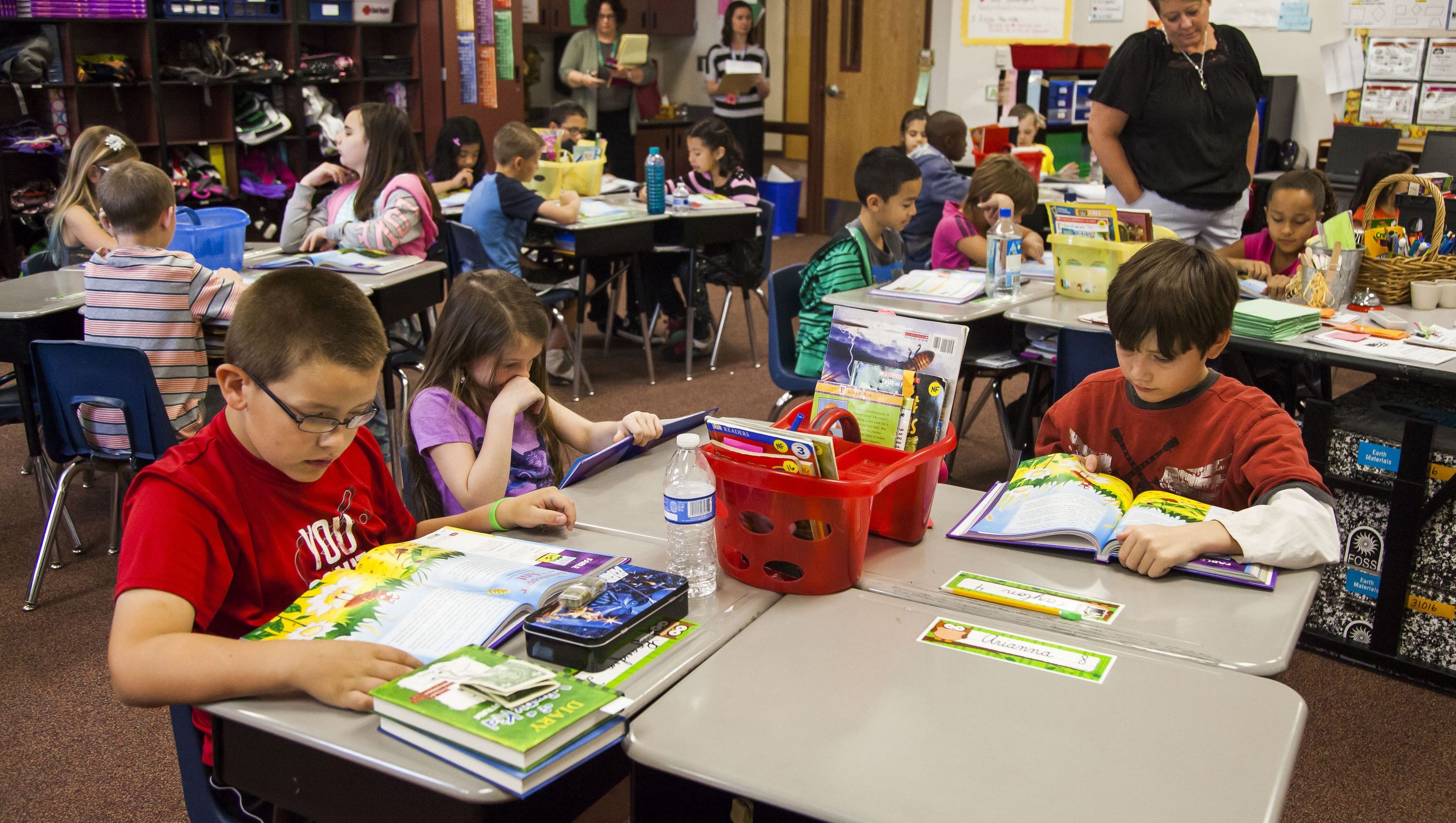 Elementary students in a classroom; the new grant is intended to help ease teacher shortages that affect classrooms like this.