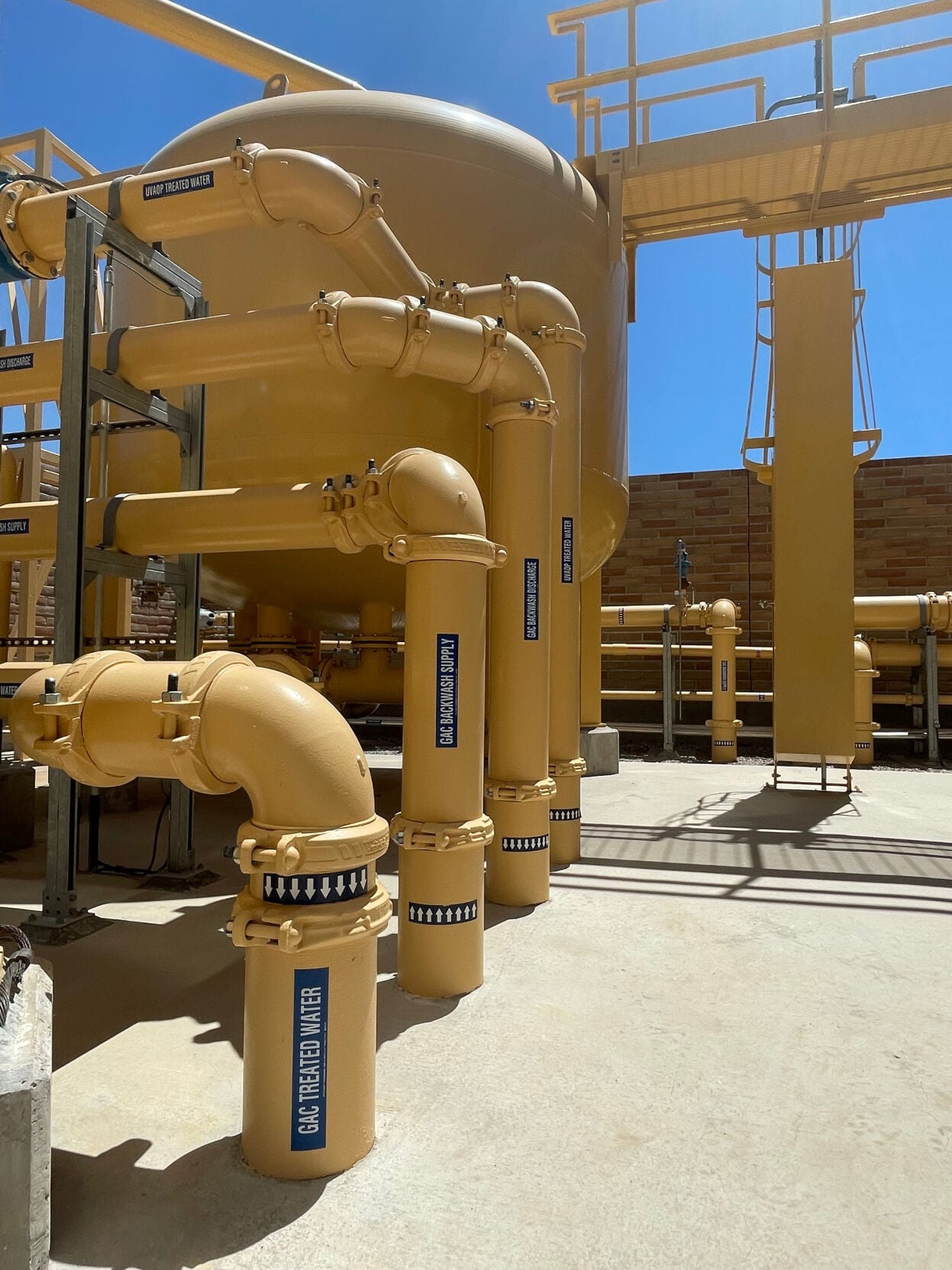 GAC-labeled filtration tanks and piping at a water treatment plant — examples of the treatment infrastructure the $20 million EPA grant will help support to reduce PFAS and other contaminants in drinking water.