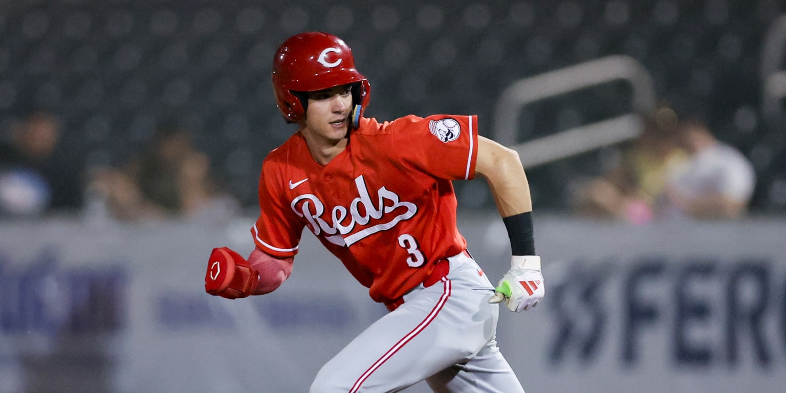 Steele Hall (No. 3) of the Arizona Complex League Reds rounds the bases during a game in Goodyear, part of the hot stretch that has powered the ACL club’s early-season surge.