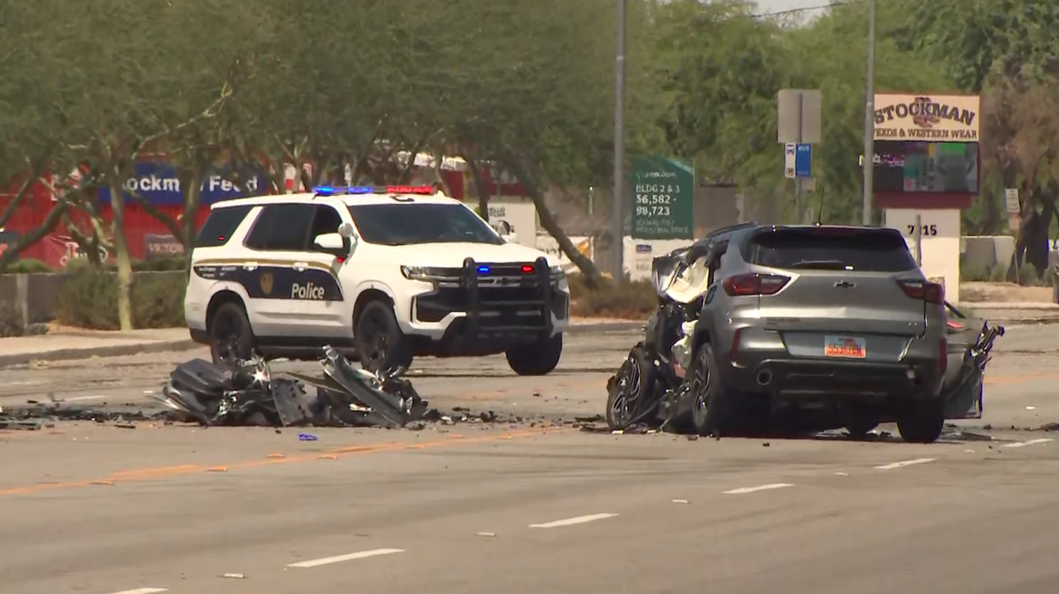 68-year-old driver killed after vehicle drifts into oncoming semitrailer traffic in west Phoenix